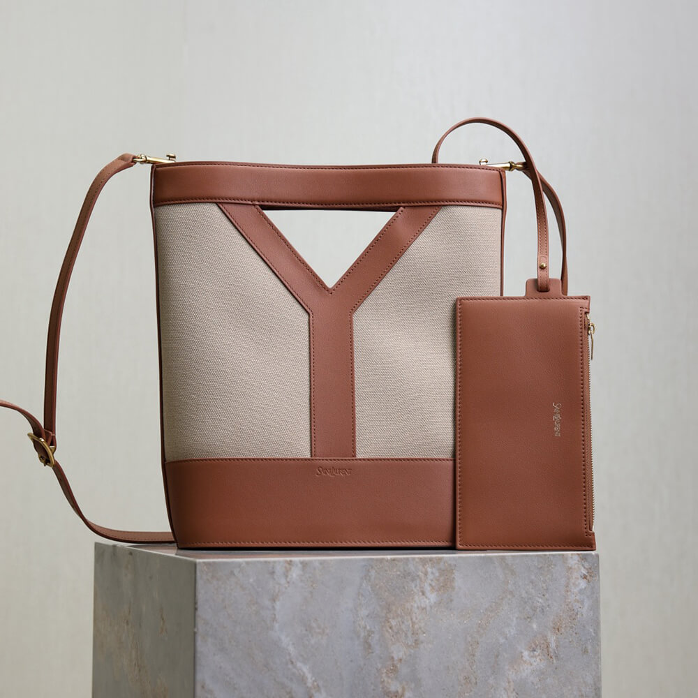 YSL Y small bucket in canvas and leather(HIGH-END GRADE)