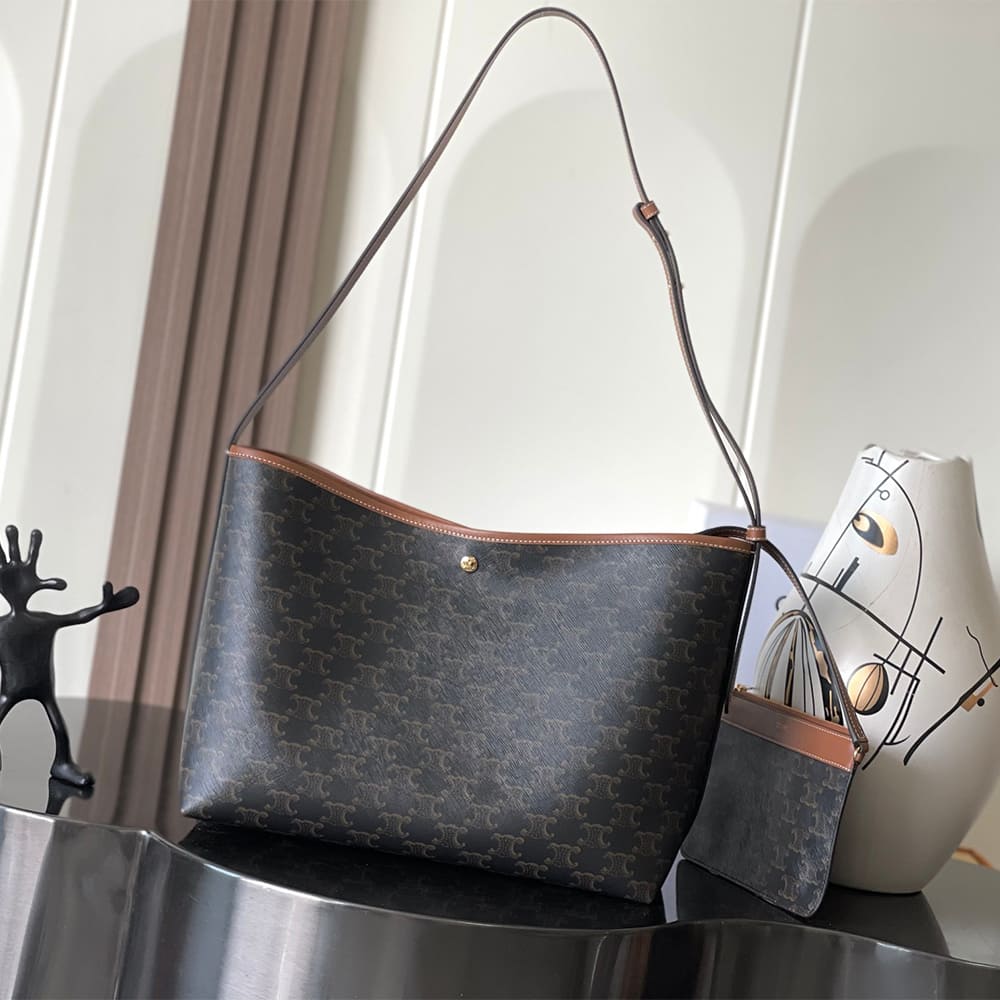 Celine SOFT SHOPPER BAG IN Triomphe Canvas and Calfskin