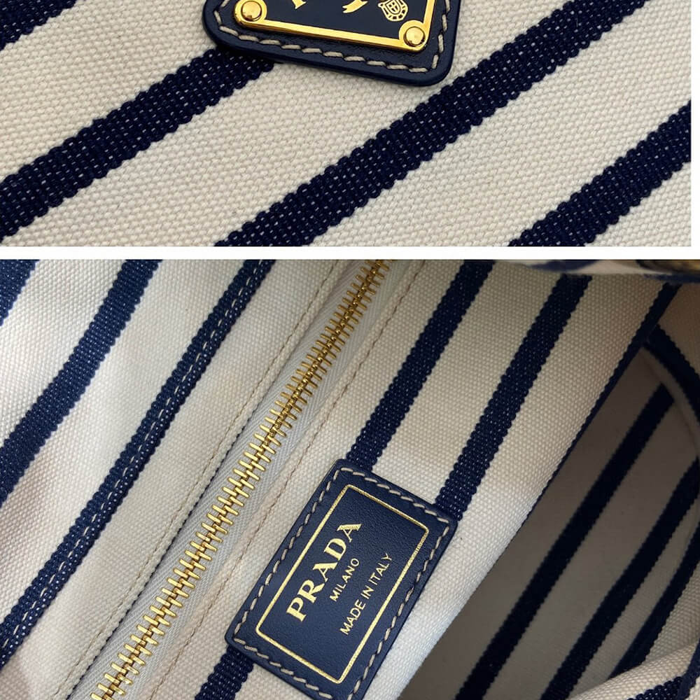 Prada Mariner small striped fabric bucket bag