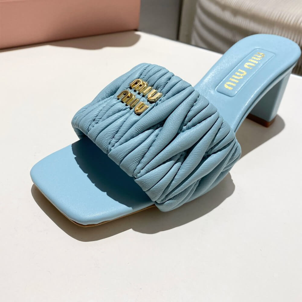 MiuMiu Matelass?? nappa leather slides