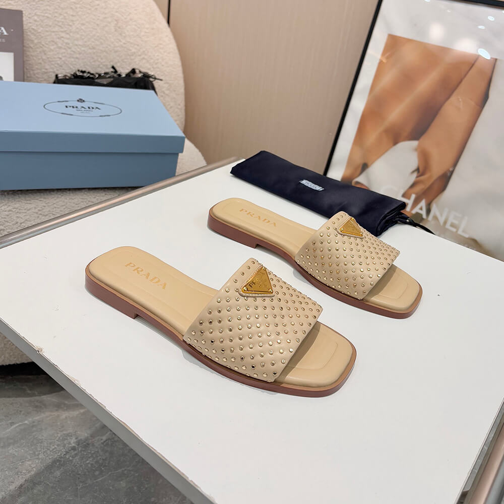 Prada Nappa leather slides with studs
