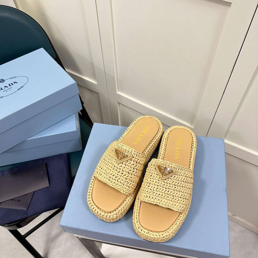 PRADA Crochet flatform slides