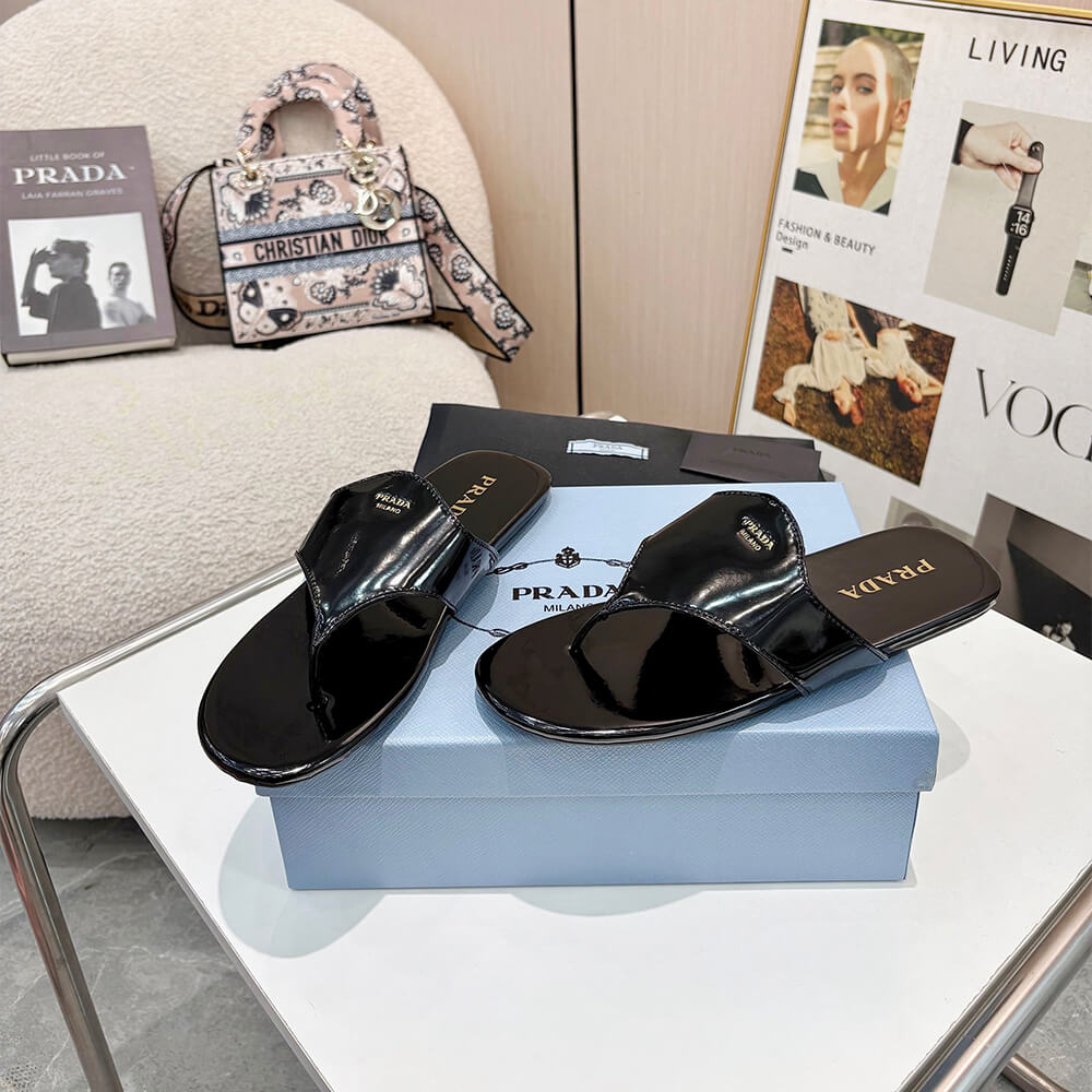 Prada Brushed leather thong sandals