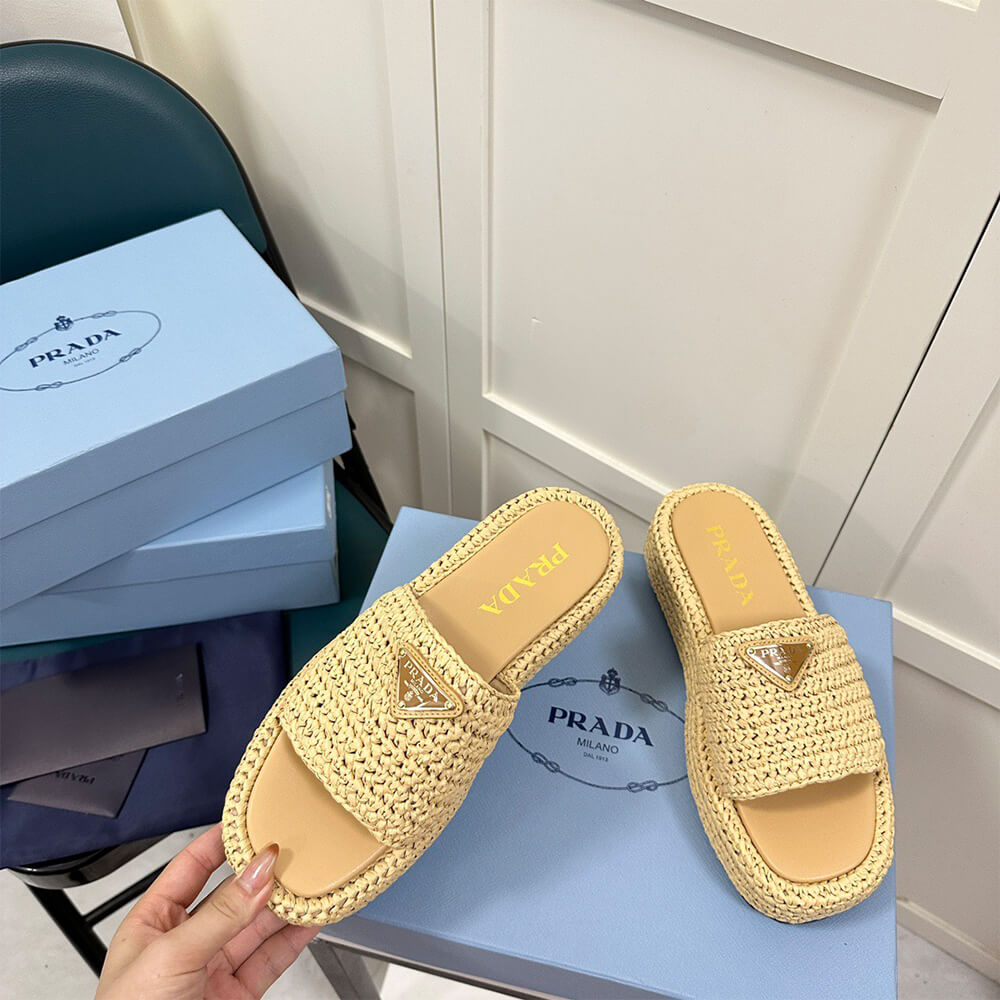 PRADA Crochet flatform slides
