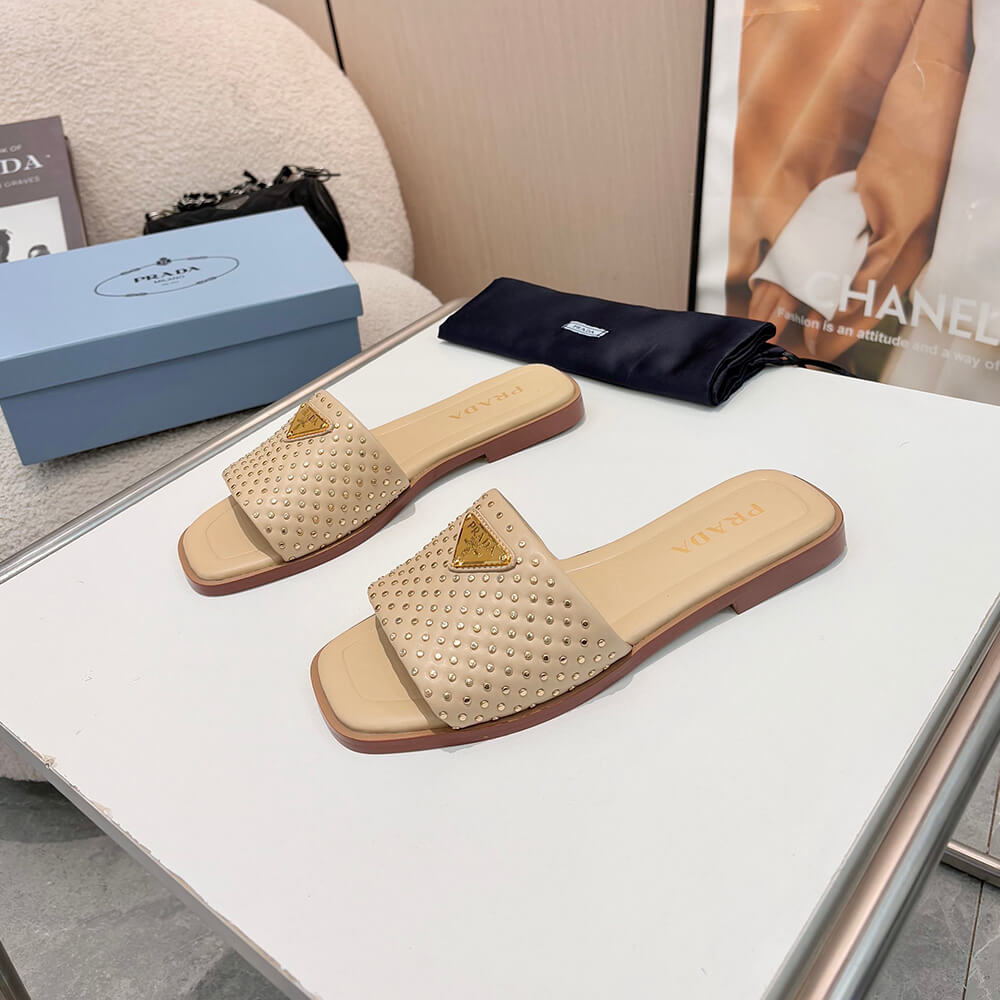 Prada Nappa leather slides with studs