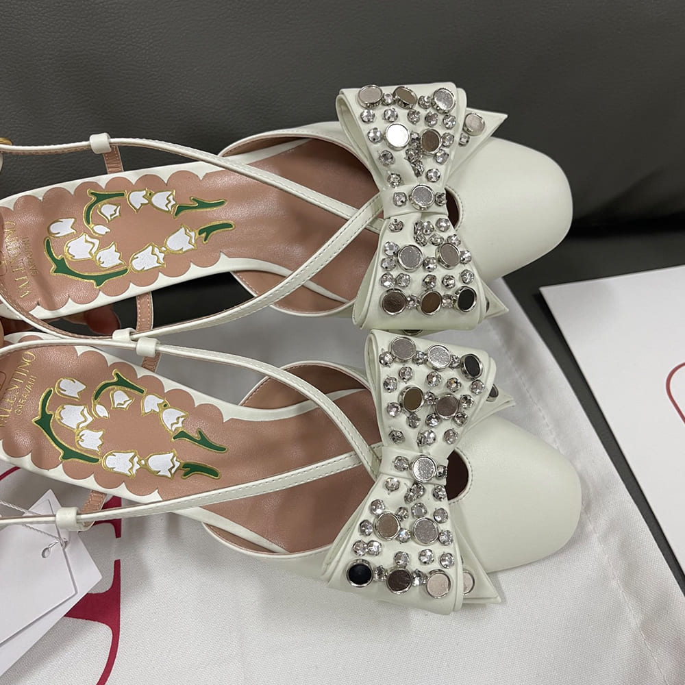 VALENTINO BOWOW crystal-embellished sheepskin high heels (heel height 4.5 cm)