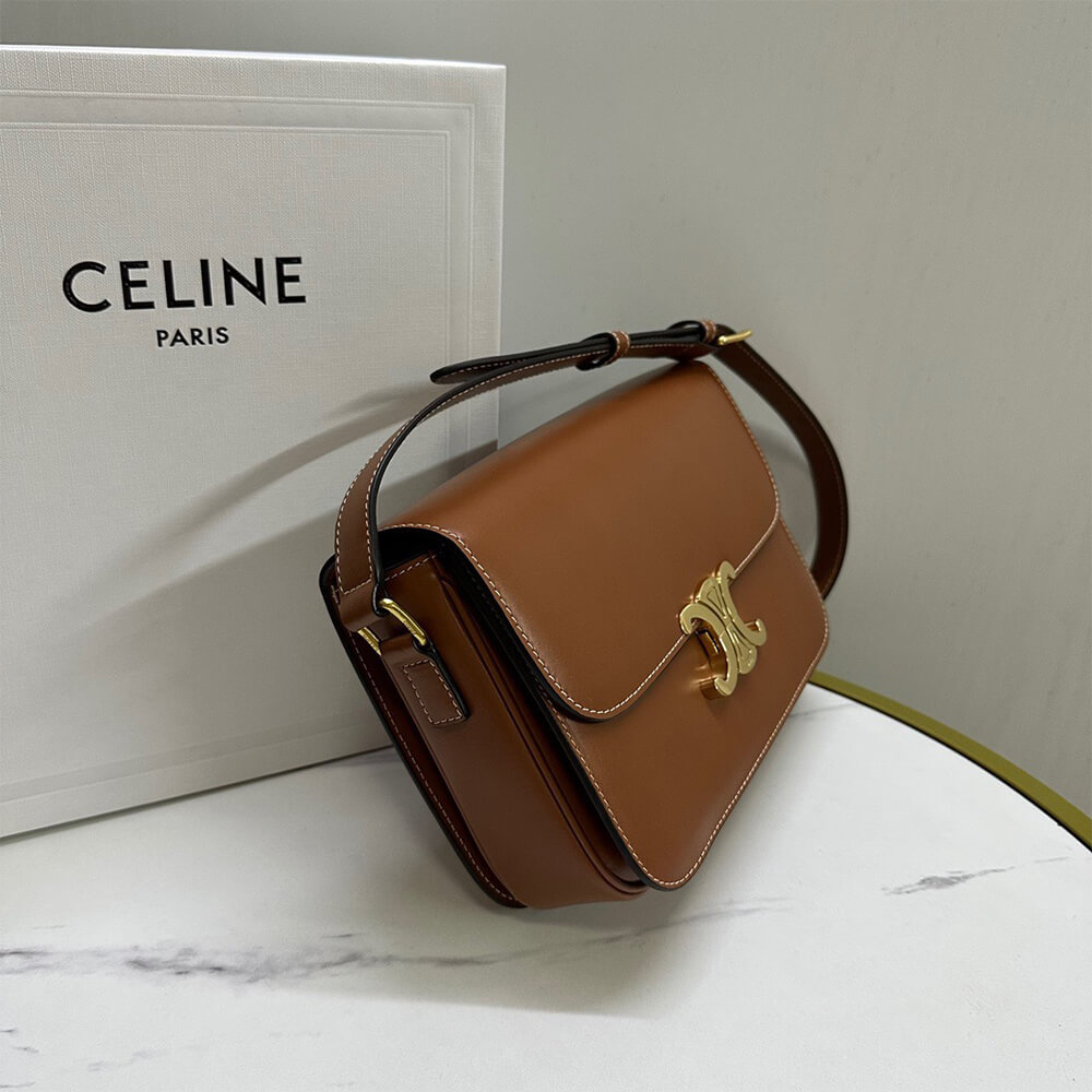 CELINE CLASSIQUE TRIOMPHE BAG in shiny calfskin(HIGH-END GRADE)