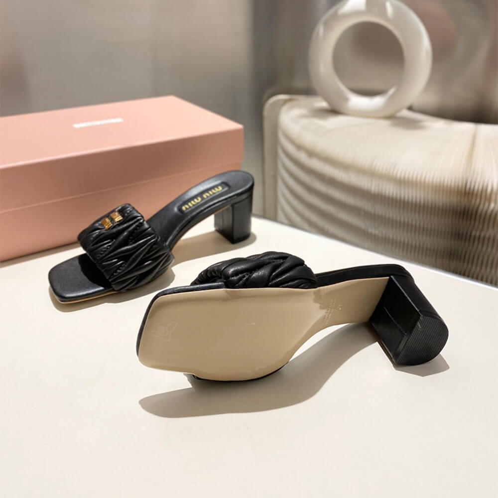 MiuMiu Matelass?? nappa leather slides