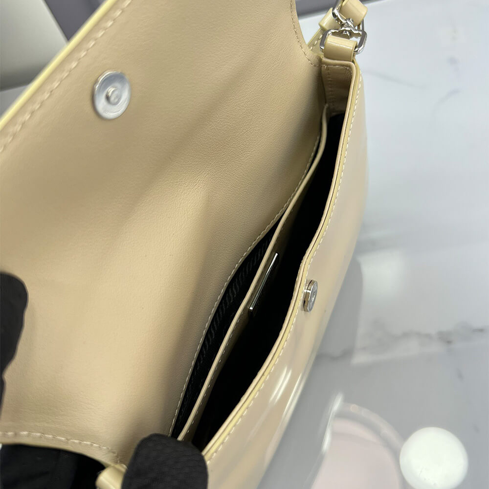 Small Prada Cleo brushed leather shoulder bag with flap